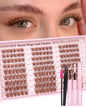 Goddvenus Brown Wispy Eye Lash Clusters Kit Natural Cluster Eyelash Extensions Kit False Eyelash Clusters Fluffy DIY Individual Lash Extensions Kit C Curl
