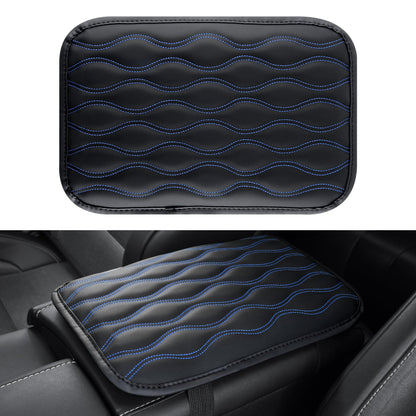 Amiss Car Center Console Cover, Upgraded Leather Car Armrest Cushion with 2 Storage Pockets, Universal Waterproof Cushion Pad, Non-Slip Car Interior Accessories, Fits Most Sedans SUVs Trucks (Black)
