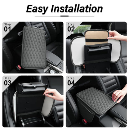 Amiss Car Center Console Cover, Upgraded Leather Car Armrest Cushion with 2 Storage Pockets, Universal Waterproof Cushion Pad, Non-Slip Car Interior Accessories, Fits Most Sedans SUVs Trucks (Black)