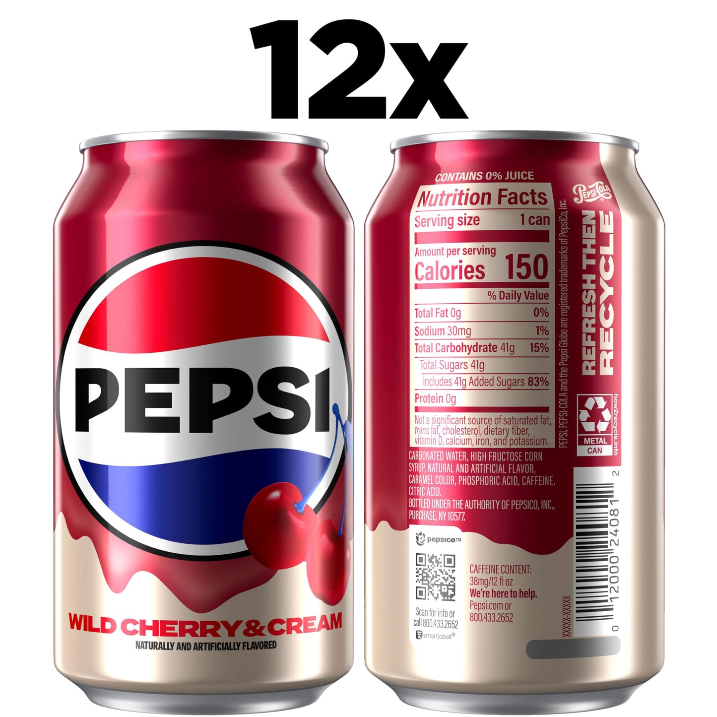 Pepsi Cola Soda, 12 Fl Oz Cans (Pack of 12)