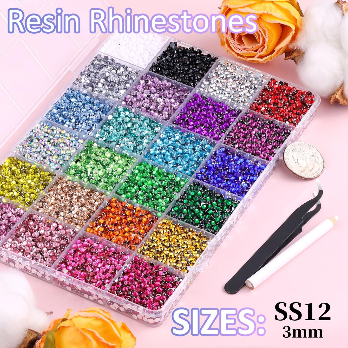Rainbow Flatback Rhinestones for Crafting and 3PCS B7000 Glue (Set 1), 2 Boxes of 4500 PCS Resin Rhinestones Gems Charms for Bedazzling DIY Crafts Tumblers Shoes Fabric Clothing Nail Art