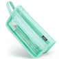 Four Candies Grid Mesh Pencil Case, Clear Double-layer with Handle (Purple)