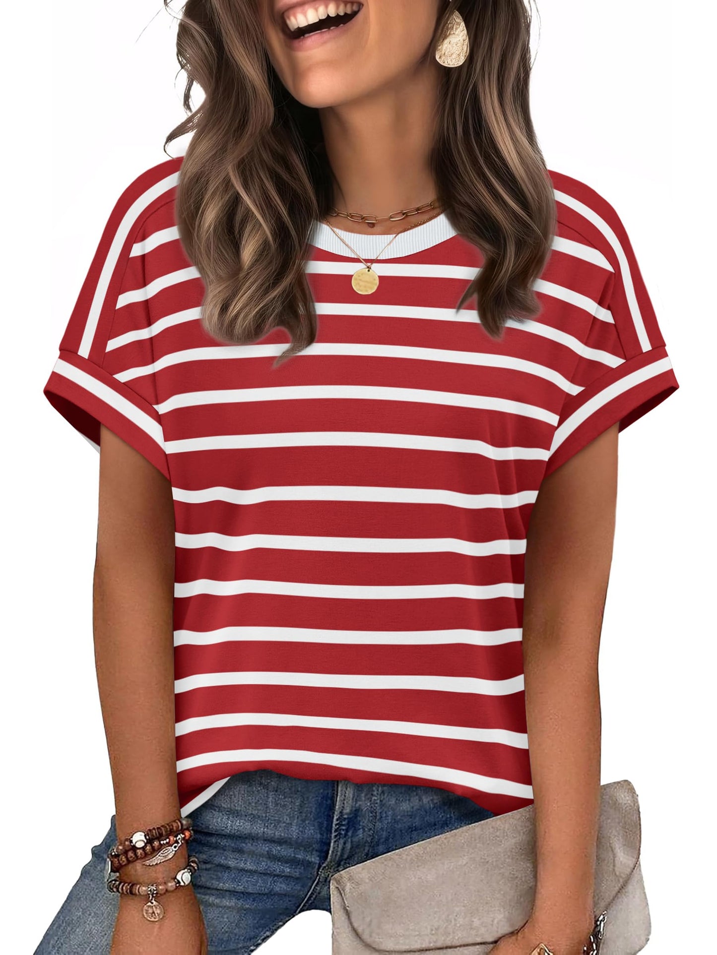 WIHOLL Womens Tops Short Sleeve Shirts Summer Outfits 2026 Spring Dressy Casual Clothes Clothing