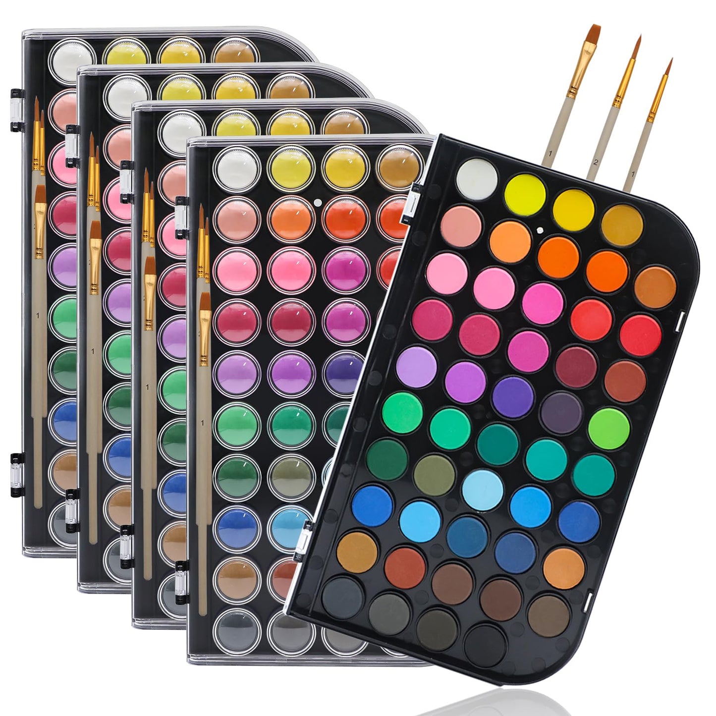 Artecho 48 Colors Watercolor Paint Set, 3 Brushes