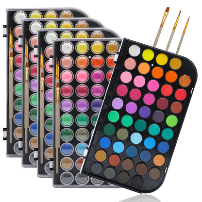 Artecho 48 Colors Watercolor Paint Set, 3 Brushes