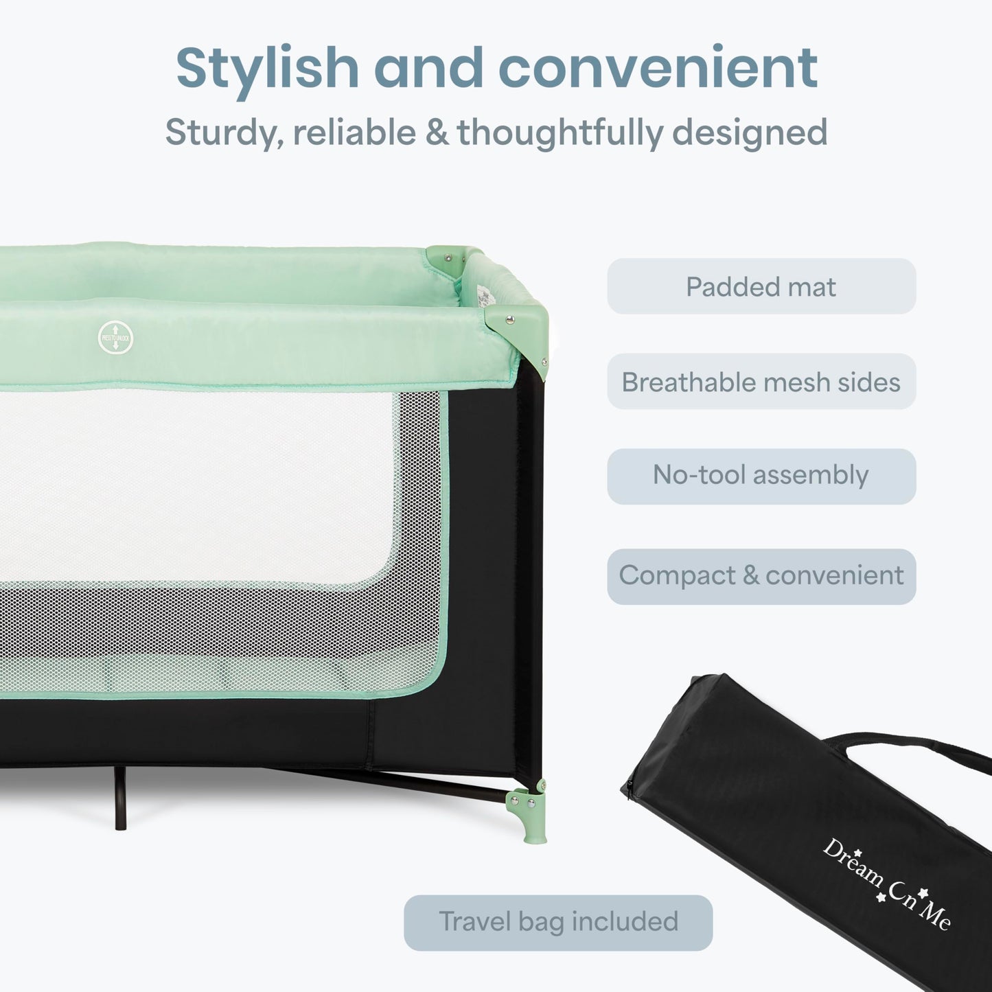 Dream On Me Zodiak Portable Playard, Compact for Travel, Carry Bag, Gray & Pink