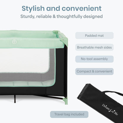 Dream On Me Zodiak Portable Playard, Compact for Travel, Carry Bag, Gray & Pink