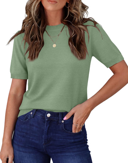 RUMIA Short Sleeve Sweater for Women Lightweight Business Casual Tops