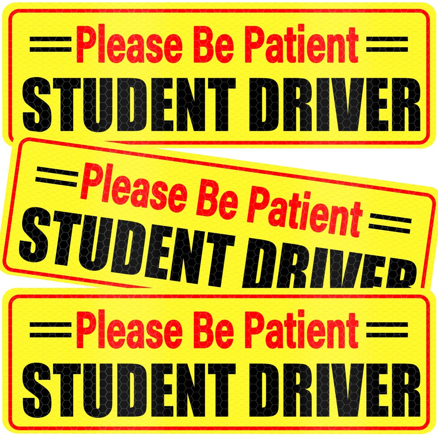 SINGARO Student Driver Magnet for Car - Please Be Patient, 3Pcs Magnetic Reflective Novice Sticker, New Driver Decal, Removable Exterior Car Accessories