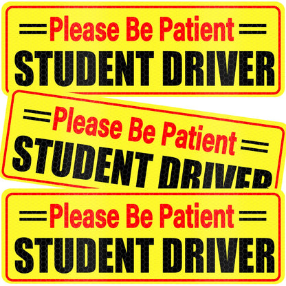 SINGARO Student Driver Magnet for Car - Please Be Patient, 3Pcs Magnetic Reflective Novice Sticker, New Driver Decal, Removable Exterior Car Accessories