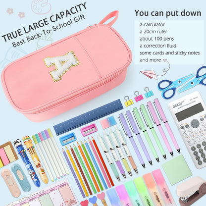 Cute Large Pencil Case Pouch,Personalized Initial Pencil Bag for Girls Boy
