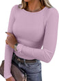 ANRABESS Women Long Sleeve Shirts Ribbed Fitted Tops