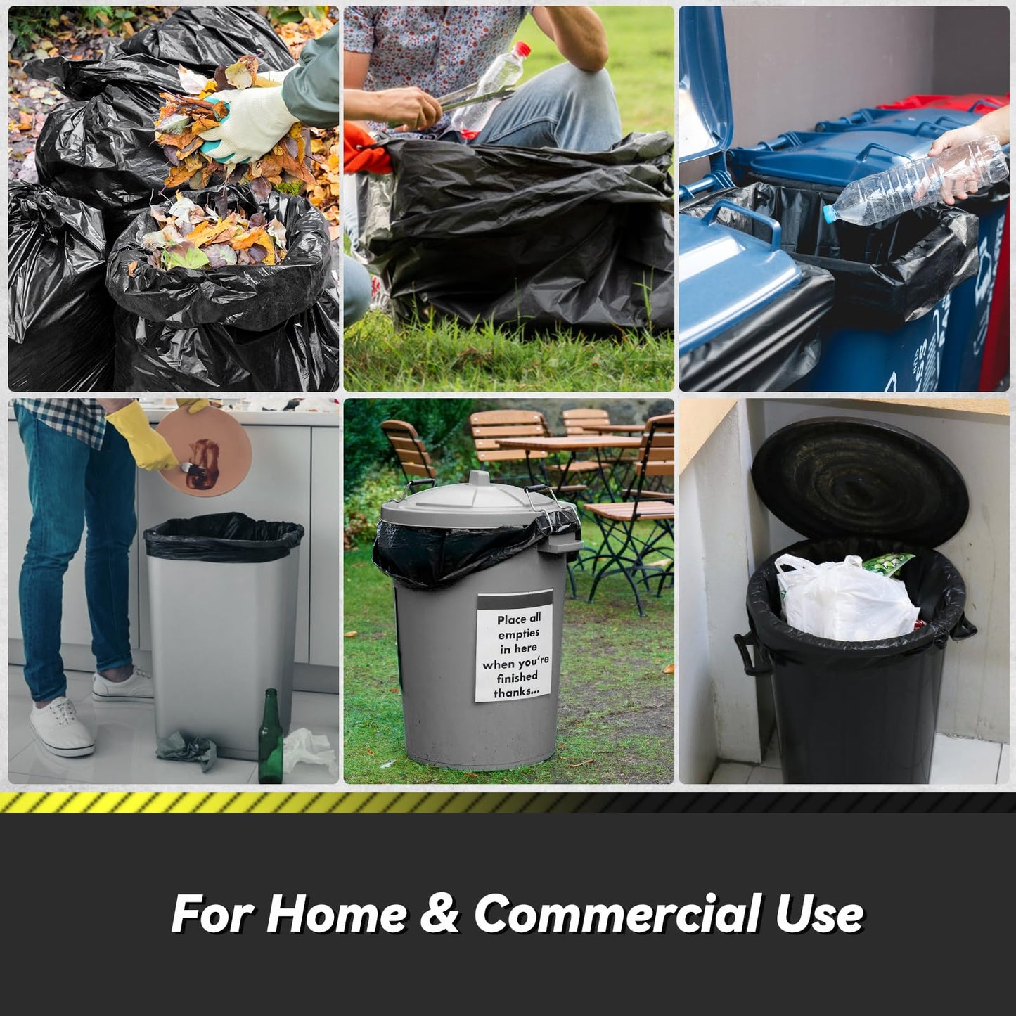 Wowflash 100 Count 55-60 Gallon Trash Bags