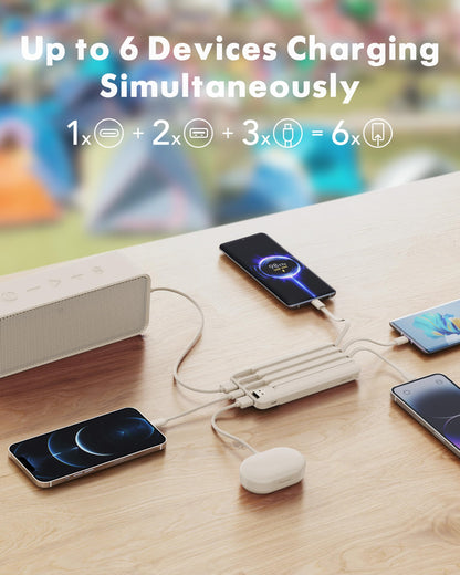 charmast Power Bank Portable Charger with Reinforced Built-in 4 Cables