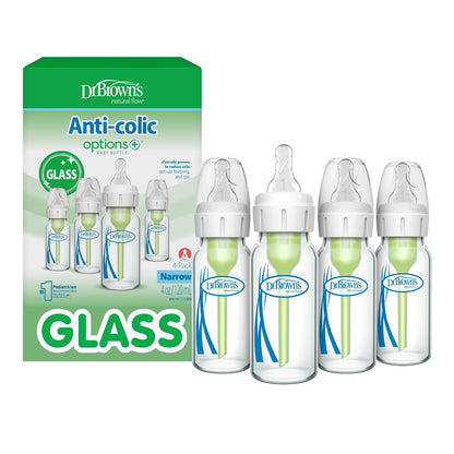 Dr. Brown's Anti-Colic Options+ Narrow Glass Baby Bottle, 8 oz, 1-Pack