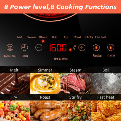 2 Burner Electric Cooktop 110V, 2000W, 24" Countertop & Built-in