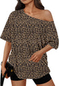 Trendy Queen Womens Off the Shoulder Tops Oversized Summer T-Shirts 2026