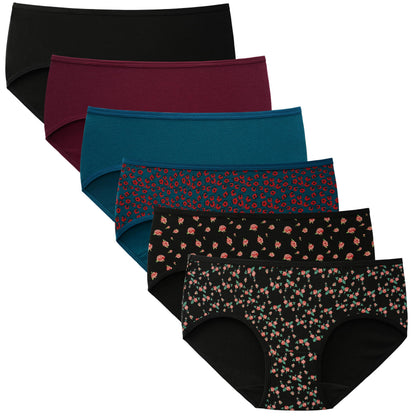 INNERSY Womens Underwear Cotton Hipster Panties Regular & Plus Size 6-Pack