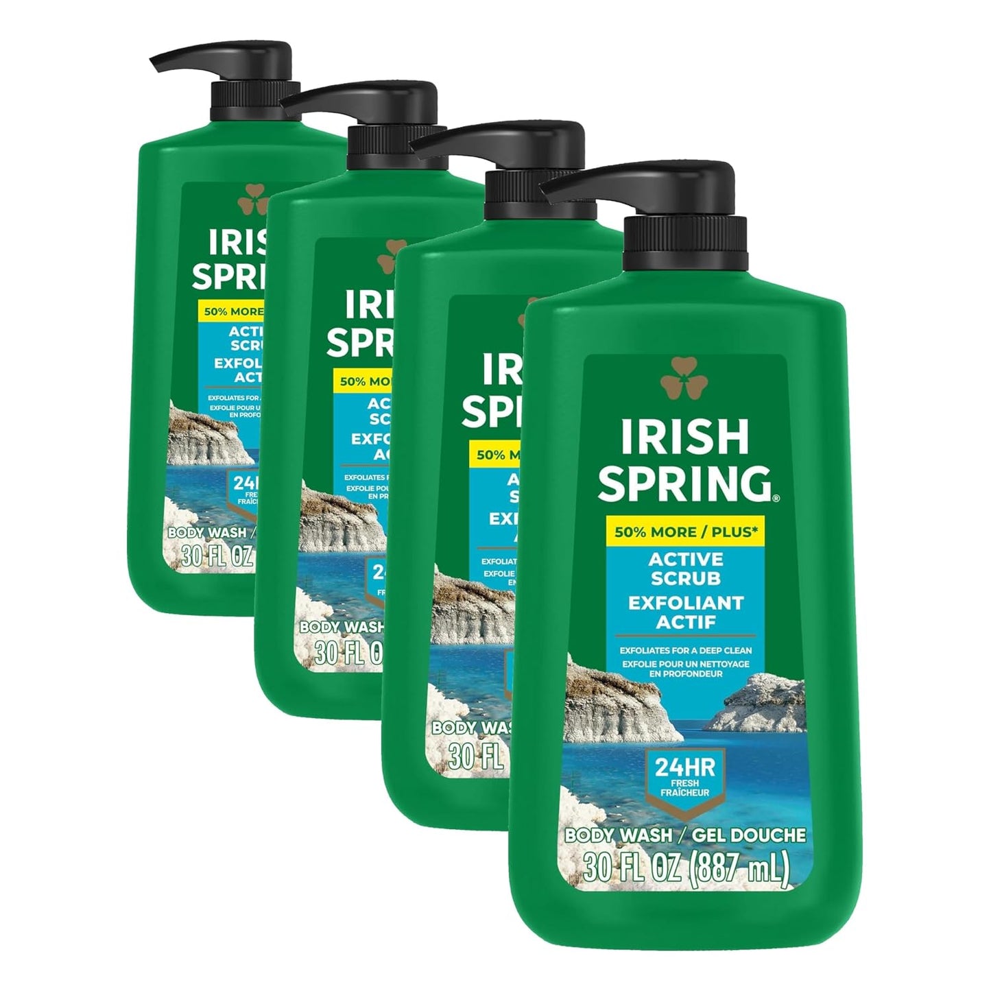 Irish Spring Mens Body Wash, Moisture Blast Body Wash for Men, Feel Fresh All Day, 30 Oz Pump Bottle