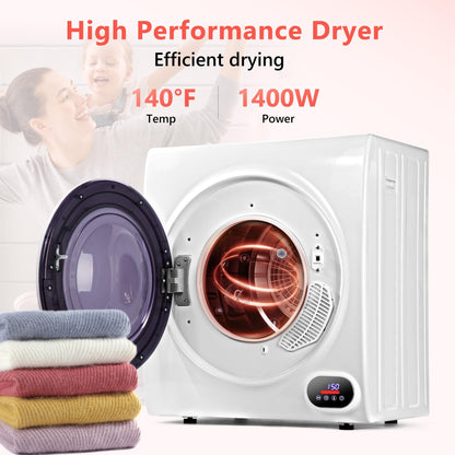 Euhomy Portable Clothes Dryer for Laundry, 1.5 Cu. Ft. Small Portable Dryers for Clothes, 120V Electric Dryer with Stainless Steel Drum, 850W Dryer Machine for Apartments, White