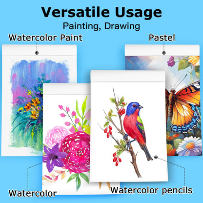 Hapikalor Watercolor Paper Pad, 9"x12" Water Color Paper, 140lb/300gsm Teal