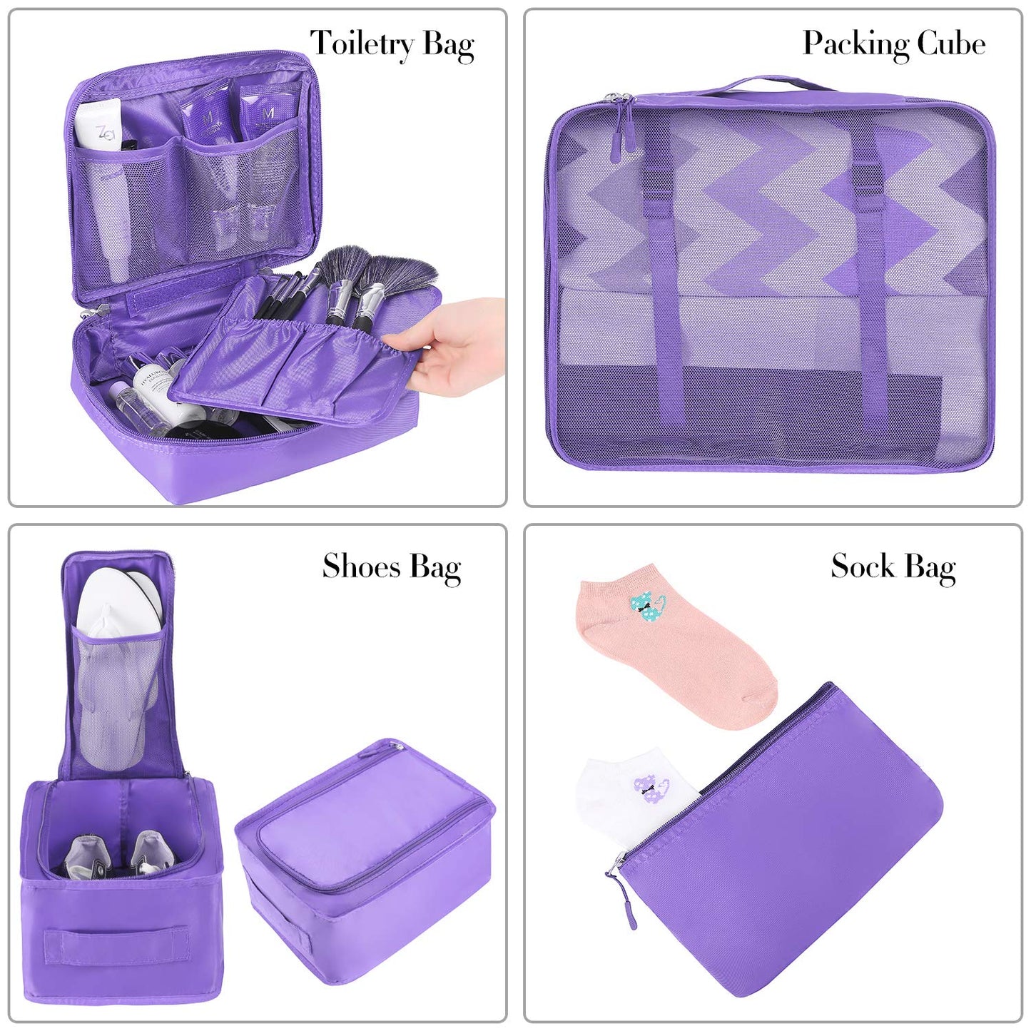 BAGAIL 8 Set Packing Cubes Luggage Packing Organizers for Travel Accessories-Cream