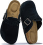 Project Cloud 100% Genuine Leather Womens Cork Footbed Clogs for Women