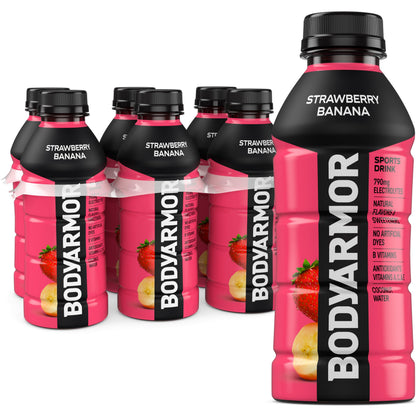 BODYARMOR Sports Drink, Strawberry Banana, Electrolyte Drink Hydration, 12 Fl Oz Bottles (8 Pack), Flavored Coconut Water with B Vitamins & Antioxidants