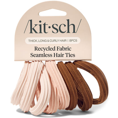 Kitsch Elastic Hair Ties No Damage | Stretchable Hair Bands - Neutral 12pcs