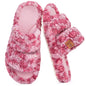 EverFoams Womens Fuzzy Open-toe Slippers Memory Foam Indoor House Shoes