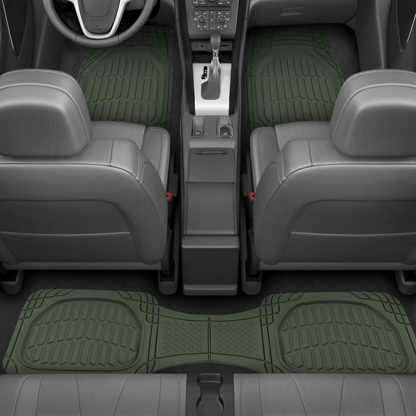 Motor Trend -2 Piece Front Car Floor Mats- Black FlexTough Contour Liners-Deep Dish Heavy Duty Rubber Floor Mats for Car SUV Truck & Van-All Weather Protection, Universal Trim to Fit