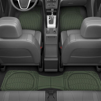 Motor Trend -2 Piece Front Car Floor Mats- Black FlexTough Contour Liners-Deep Dish Heavy Duty Rubber Floor Mats for Car SUV Truck & Van-All Weather Protection, Universal Trim to Fit