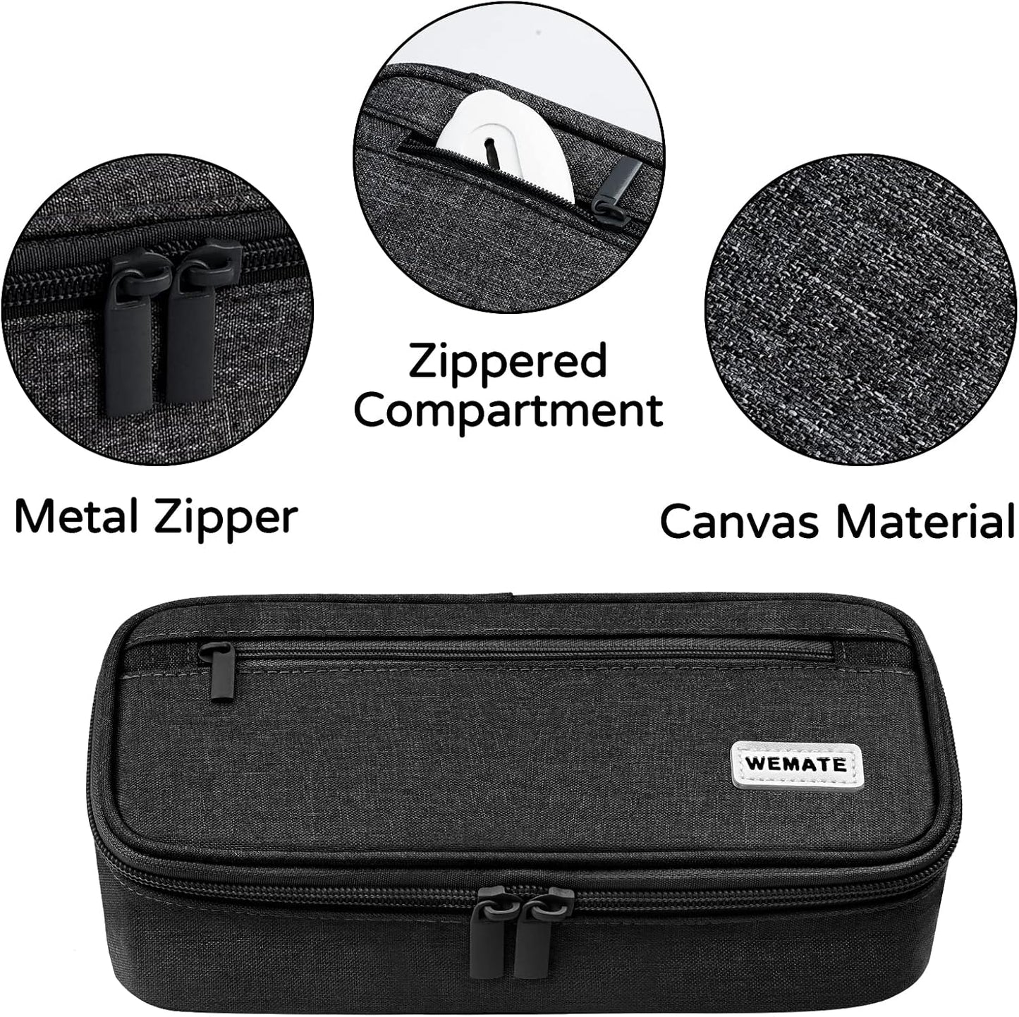 WEMATE Pencil Case, Large Storage Organizer, Makeup Bag, Teacher Must - have, Big Pencil Pouch, Marker Case for College