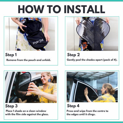Car Window Shades - Certified 99.79% UVA & 99.95% UVB sun protection. Award winning car sun shade for side windows. 4 Pack (2 Transparency options) 20" x 12" -window shade for car baby by Kinder Fluff