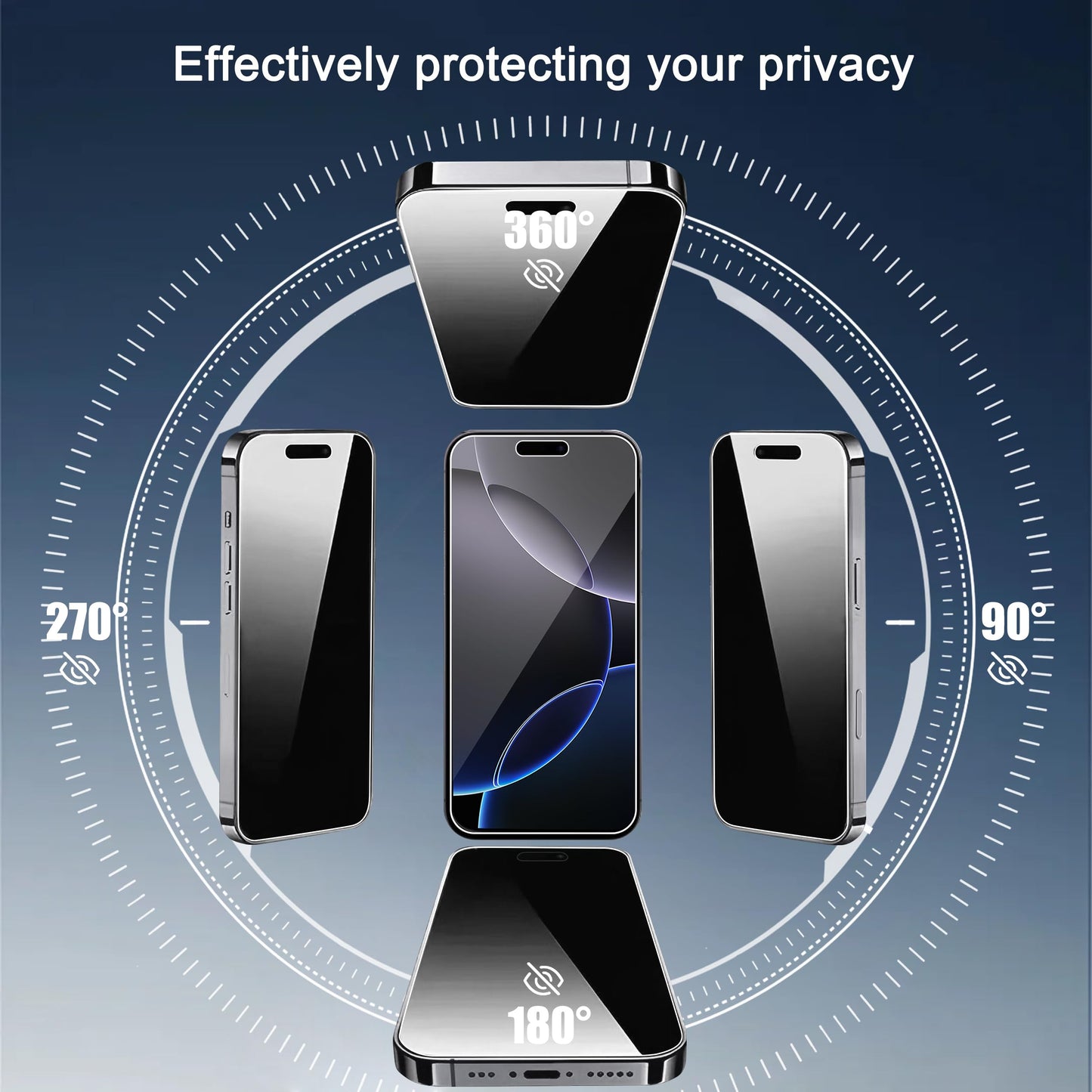Ailun 3 Pack Privacy Screen Protector for iPhone 16 Pro Max, Tempered Glass