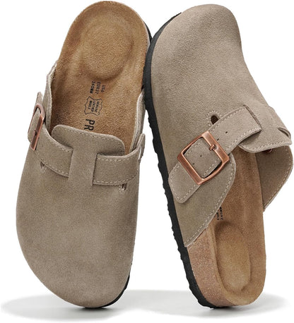Project Cloud 100% Genuine Leather Womens Cork Footbed Clogs for Women