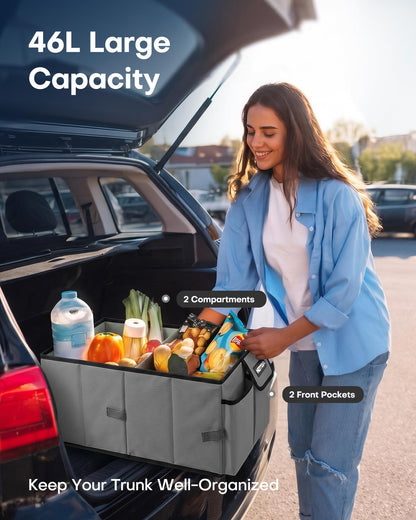 HOTOR Trunk Organizer - Foldable Car Organizer for SUVs & Sedans Storage