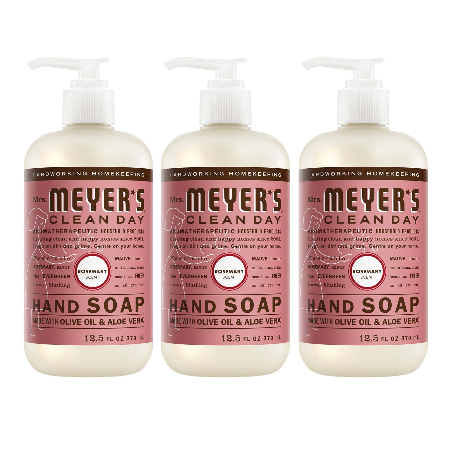 MRS. MEYER'S CLEAN DAY Hand Soap, Basil Scent, 12.5 Fl Oz Bottle - 3 Pack