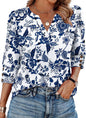 WIHOLL 3/4 Length Sleeve Womens Tops with Button Cuffs Dressy Casual V Neck Summer Outfits Early Fall Fashion Spring Clothes
