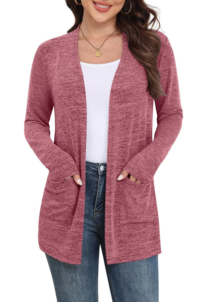 Yincro Women Lightweight Cardigan Long Sleeve Open Front with Pockets S-3XL