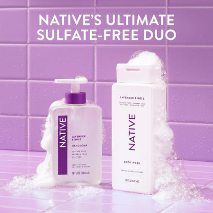 Native Clean Body Wash, Gentle & pH-balanced for Sensitive Skin, 24-Hr Freshness for Women & Men, Vegan & Cruelty-Free, Free of Sulfates, Parabens & Phthalates, Cashmere & Rain, 18 fl oz