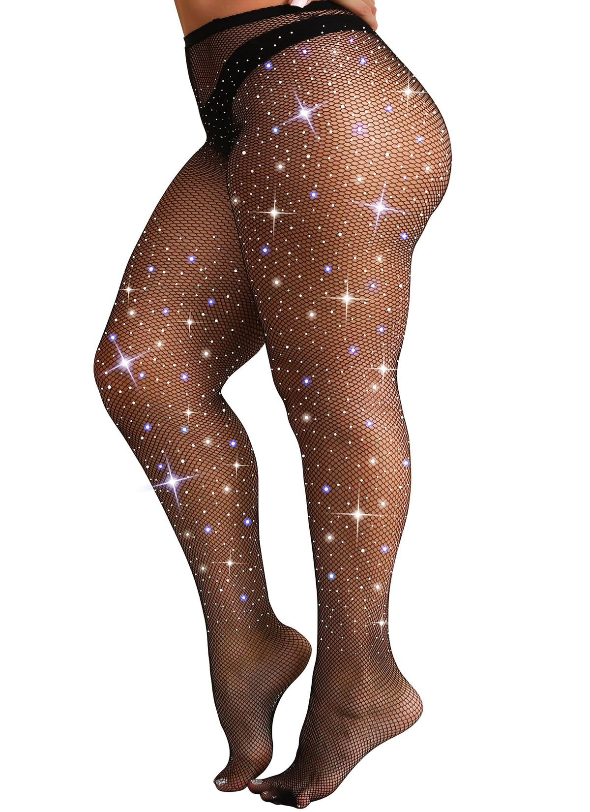 VEBZIN Sparkly Fishnets Stockings High Waist Tights for Women