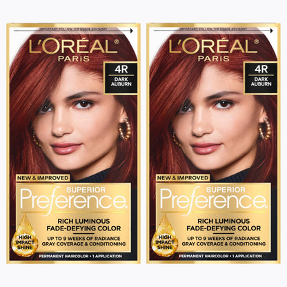 L'Oreal Paris Superior Preference Luminous Fade-Defying Permanent Hair Color, Hair Dye For Up to 9 Weeks of Radiance, Medium Brown 5, 1 Hair Dye Kit