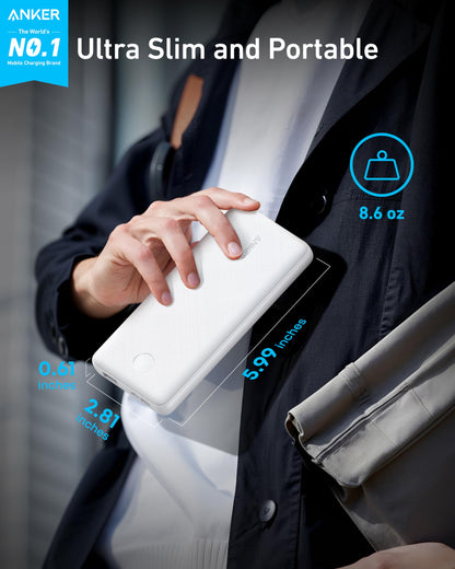 Anker Power Bank, 10,000mAh Portable Charger, PowerIQ USB-C Battery Pack