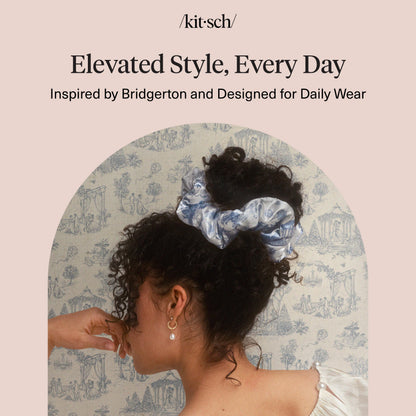 Kitsch Ultra-Petite Satin Scrunchies for Women - Eucalyptus, 6pcs