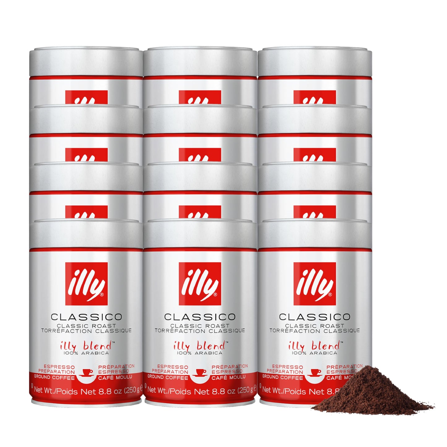 illy Intenso Ground Espresso Coffee, Bold Roast, Intense, Robust and Full Flavored With Notes of Deep Cocoa, 100% Arabica Coffee, No Preservatives, 8.8 Ounce Can (Pack of 1)