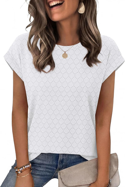 Alaroo Womens Summer Tops Short Sleeve Shirts Crew Neck Tshirt Cute Trendy Tunic Blouses (S-3XL)