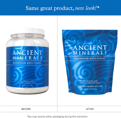Ancient Minerals Magnesium Bath Flakes – Pure Zechstein Magnesium Chloride for Soaking and Whole-Body Replenishment, 8 lb Bag (Pack of 3)
