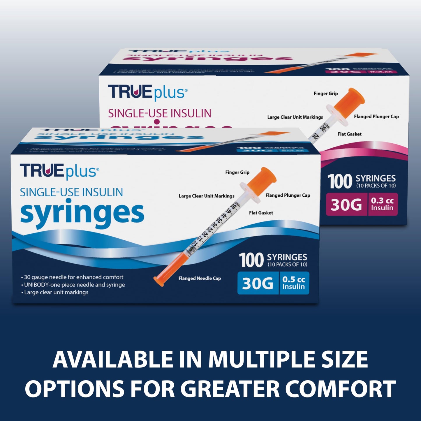 TRUEplus Single-Use Insulin Syringes, 31G, 0.3cc, 5/16 Inch, 100 Count