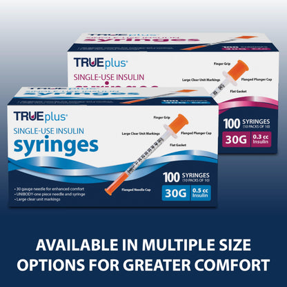 TRUEplus Single-Use Insulin Syringes, 31G, 0.3cc, 5/16 Inch, 100 Count